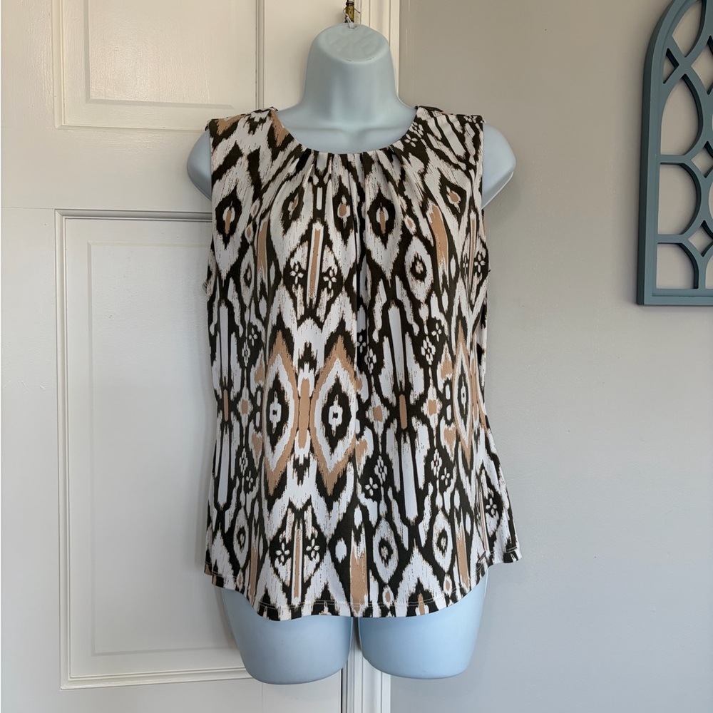 Calvin Klein Black and Brown Patterned Blouse